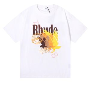 23SS RHUDE MENS T 셔츠 고품질 테스 디자이너 캐주얼 패션 짧은 소매 유럽 미국 남성 여성 둥근 목 T 셔츠 미국 크기 S-XXL