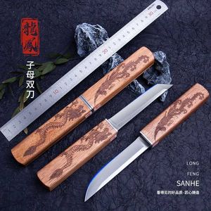 Kitchen Knives M390 Dragon and Phoenix Knife Portable Fruit Knife Kitchen Home Thickened Steak Knife Meat Knife Q240226