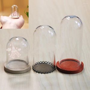 Bottles 15X Glass Flower Display Cloche Bell Jar Dome Immortal Preservation Wooden Base Everlasting Cover Home Decor Vase