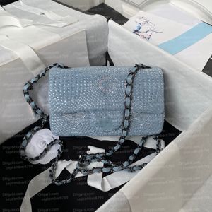 New Designer 23A Bag Rhinestone Flap Bag 10A Top Quality Women Luxury Oxford Genuine Leather Chain Crossbody Bag Lady Shoulder Bag Evening Bag 20cm Purse With Box