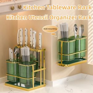 Cozinha pauzinho rack de armazenamento bancada talheres titular fixado na parede utensílio de cozinha organizador faca colher tubo rack de armazenamento 240223