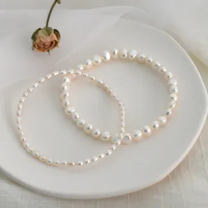 Anklets Hot Sale Baroque Natural Pearl Anklet Freshwater Pearl Elasticity Chain Anklet Beach Jewelry For Women Female Gifts