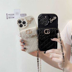 Cell Phone Cases Mobile With Card Bag Wallet Designer Phonecase Crossbody Chain Rhinestone Case Cover Shell For IPhone 14 Pro Max 13P 12 11 XR 240219