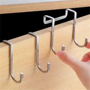 Kitchen Storage S-type Door Hanger Hook Stainless Steel Free Punching Cabinet Without Trace Clothes Hat Wall Mounted Storge Tool