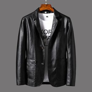 Fashion everything handsome high-end coat mens warm leather clothes casual mens pu leather jacket leather suit 240222