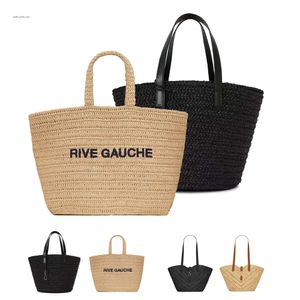 Classic Rive Gauche Linen Beach Bags Womens Men High Quality Handbag Shoulder Clutch Crossbody Totes Designer Crochet Bag Luxury Straw Weave Basket Bags 897