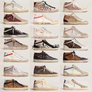 Golden Goosesss Nuova uscita Marchi italiani Scarpe Golden Mid Slide Star Sneakers alte Scarpe da donna moda rosa-oro glitter Classico Leopardo Bianco Do-ol