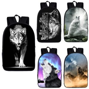 Bolsas de 13/16 polegadas Backpack Lobo Cool Mulheres Menina Menina Escolar Meninas Meninas Meninas Mochila Crianças Bolsa Escolar Hip Hop Bagpack Bag de Laptop