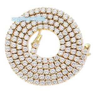 Pass GRA test Hot Sale High Quality 14K 10K Yellow Gold 925 Sterling Silver D vvs Moissanite Chain Tennis Necklace For Women