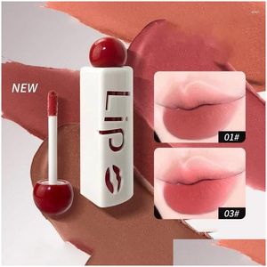 Lip Gloss 6 Cores Air Soft Névoa Esmalte Nude Rosa Matte Veet Batom Natural Não-pegajoso Cereja Vermelho Lama Cheek Rouge Tint Cosméticos Dro Otyq6