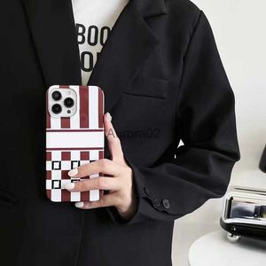Cell Phone Cases Fashion F Letters Phonecase Luxury Mobile Designer Candy Stripe Case Cover Shell For IPhone 14 Pro Max Plus 13 12 11 XR XS J9SF 240219