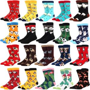 Men's Socks Men Happy Fun Printing Art Cute Spring Animal Panda Cow Sheep Bulldog Cotton Fashion Harajuku Colorful