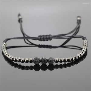 Urok bransoletki 1PC Mężczyźni anil arjandas biżuteria 6 mm zamorek ustawienie CZ Bead24K 4 mm mosiężne koraliki Braiding Macrame Bransoleta251f