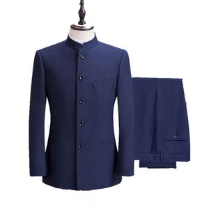 Herren-Set, Frühlings- und Herbstsaison, Herren-Jugend-Business-Slim-Fit-Zhongshan-Anzug-Set, zweiteiliges Set, groß