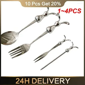 Forks 1-4PCS Ice Cream Scoop Prevent Scratches Pattern Dinnerware Kitchen Accessories Creative Fork Mirror Polishing Fruit