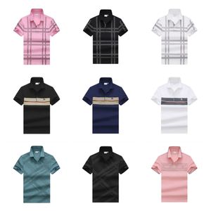 Camiseta polo Camisa de algodão Cor sólida top de manga curta Slim respirável listrado masculino street wear camiseta masculina tamanho americano XXXL roupas