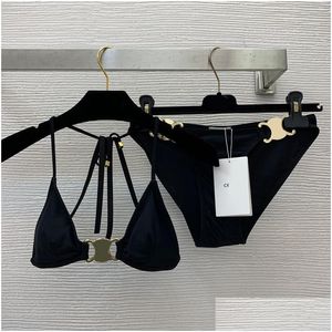 Bikinis Set Schwarz Cel Designer Luxus Frauen Badeanzüge Tank Bademode Tanga Er Up Zweiteilige Bikini Frau Badeanzüge Drop Lieferung S Dhaqn