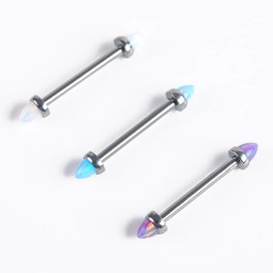 Anéis 14g Astm F136 Implant Grade Titanium Rosca Interna Opala Bala Barbell Anel para Mamilo e Piercings Industriais Jóias Corporais