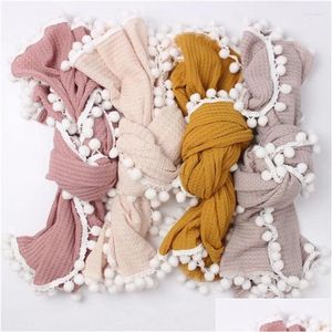 Blankets Swaddling Baby Soft Cotton Receiving Blanket Knitting Hairballs Tassel Drop Delivery Kids Maternity Nursery Bedding Otfwr