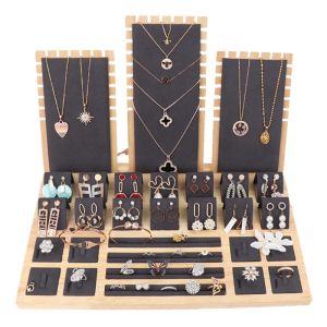 Halsketten-Set für Frauen, Holz-Schmuckständer, Shooting Live-Schmuck-Display-Requisiten, Bambus-Ohrringe, Halsketten-Display-Ständer, Anhänger-Halter