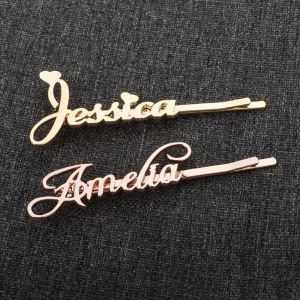 Collane personalizzate Barrette da donna Gioielli Lettera personalizzata Nome Forcina di moda Fermaglio per capelli creativo in acciaio inossidabile in oro rosa regalo