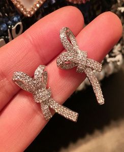 2019 new Korean sweet woman earrings simple bow earrings temperament S925 silver needle luxury jewelry designer gift whole6099400