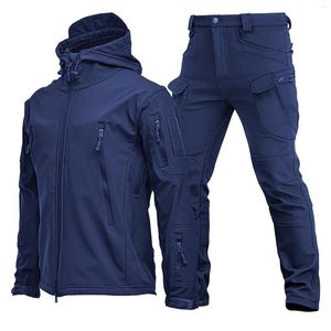 Men's Tracksuits Fleece Outdoor Soft Hardshell Jacket Solid Color And Mens Suit Garment Bag Tuxedo Thick Suite Pants For Men