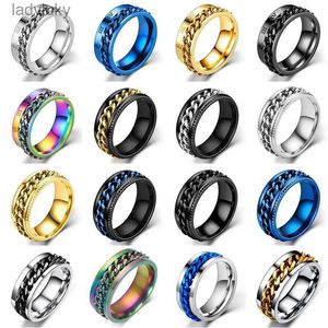 Pierścień Solitaire Titanium Stalowe pierścienie łańcucha obrotowe mężczyźni mężczyźni kobiety stresu Pierścień na lęk biżuteria 8 mm korkociąg Pierścienie wielofunkcyjny prezent 240226