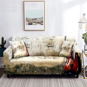 Chair Covers Musical Notes Sofa Cover Violin Printed Couch Classical Music Vintage Style Slipcover Furniture Protector For Living Room