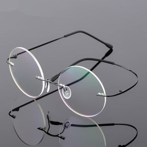 Yüksek kaliteli Steve Jobs Style Alaşım Rimless Optik Reçeteli Camlar Çerçeve Yuvarlak Temiz Lens Camları 3254350