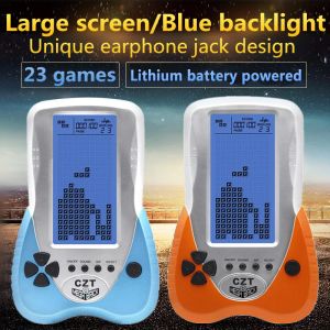 Spelare Ny uppgraderad version Big Blue Backlight Brick Game Console Snake Game Buildin 23 Games Lithium Battery (Inkluderat)