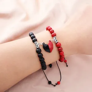 Charm Armbänder 2 teile / satz Yin Yang Magnet Paar Armband Herz Anhänger Schmuck Glück Stricken Seil Für Frauen Männer Großhandel