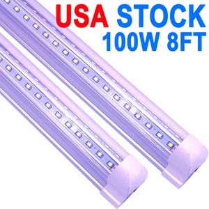 8ft LED Dükkan Işık Fikstür - 100W T8 Entegre LED Tüp Işığı - 6500K 10000LM V -şekilli Bağlantılabilir - Yüksek Çıkış - Açık Kapak - Fiş ve Oynat - 270 Derece Garaj, Shop Crestech