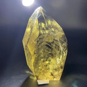 Dekorativa figurer 284G Natural Stone Rainbow Citrine Polished Quartz Crystal Yellow Creastly Free Form Decoration Rock Reiki Healing W10