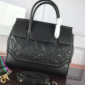 Borsa a mano in vera pelle nera di alta qualità Borsa a mano grande da donna Borsa a mano con ricamo a mano Borsa a tracolla grande Shopper Crossbody250z