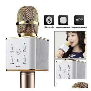 Karaok Player Q7 Handheld Microphone Bluetooth Wireless KTV with Speaker Microfonoラウドスピーカーポータブルカラオケドロップ配信EL DHXPF