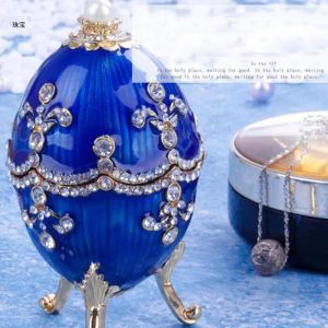 Display X5QE Enamel Vintage Faberge Easter Egg Russian Royal Leg Jewelry Box for Case Gift