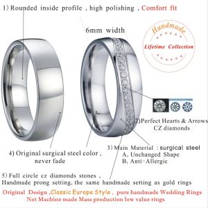 Ringe Hohe Qualität Wasserdicht Zirkonia Eheringe Paar Sets Western Sier Weißgold Edelstahl Schmuck Kein Verblassen