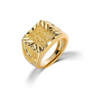 Pierścienie zespołowe Prawda 18K Męskie Złoty Pierścień Anilos Mujer Rock Stohstone Authentic 18K Gold Jewelry Anillos de Hiphop Origin Ring Box Bizuteria J240226