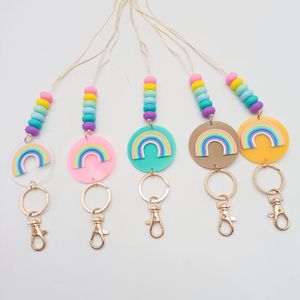 European and American New Rainbow Disc Chain Silicone Flat Bead Bead Strap
