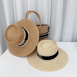 Chapéu de palha feminino designer para homem moda verão praia chapéu grama trança côncavo topo moda carta plana balde chapéus sunhat