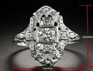 2019 nova moda elegante anel de dedo oco euramerican branco zircão feminino anéis banhados a prata cor jóias tamanho 610 bague6643803