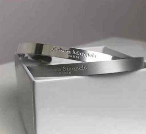 PyC Margiela Style titanium steel frosted reverse couple MM6 open simple Bracelet177P4718717