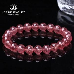 Strand Jd 7a Jakość naturalny kwarc truskawkowy okrągły kryształ dla kobiet wykwintne prezenty uzdrawianie kamiennych pary biżuteria