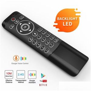 Teclados MT1 Backlit Voz Controle Remoto Gyro Wireless Air Mouse 2.4G para Android TV Box Drop Delivery Computadores Networking Teclado Otto3