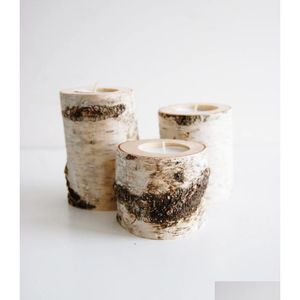 Castiçais de árvore de ramo de árvore conjunto de 3 suportes de tealight de madeira rústico decoração de mesa de páscoa entrega em casa casa jardim hom ottrg