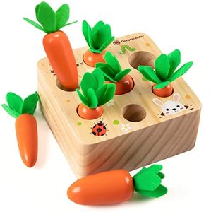 Montessori Toys for 1 Year Baby Pull Carrot Set Game Kids Wooden Toy Shape Sorting Matching Puzzle Educational Children 240223