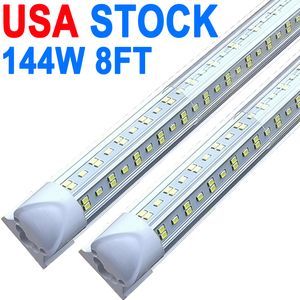 LED T8 Integrated Single Fixture, 8FT 14400lm, 6500K Super Bright White, 144W Utility LED Shop Light, Ceiling and Under Cabinet Light Corded Electric Garage crestech