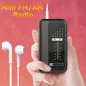 Radio Mini FM/AM Radiomottagare Portable FM Radio med Stereo Earphone Support DBS Bass Sound Pocket Radio