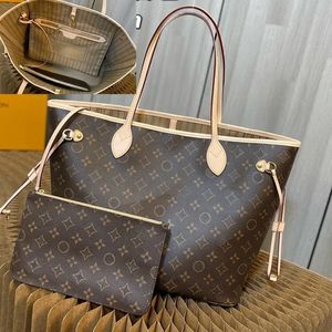 Genuine Leather M40995 Women luxury designer totes bag shopping bags MM 2pcs/set with wallet Medium fashion Handbags Large composite bags purse
